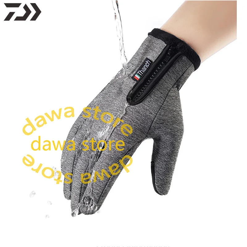 Daiwa водонепроницаемые теплые рыболовные перчатки мужские зимние альпинистские противоскользящие полный палец светодиодный пальцевой светильник перчатки дышащая молния одежда