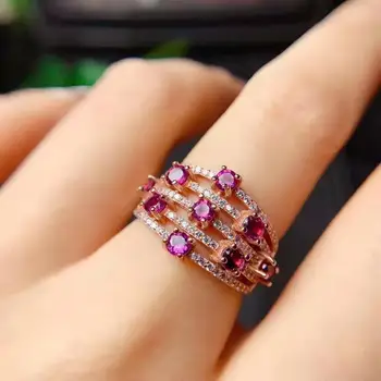 

Natural gemstone Pakistan natural Garnet Ring 925 silver 3mm