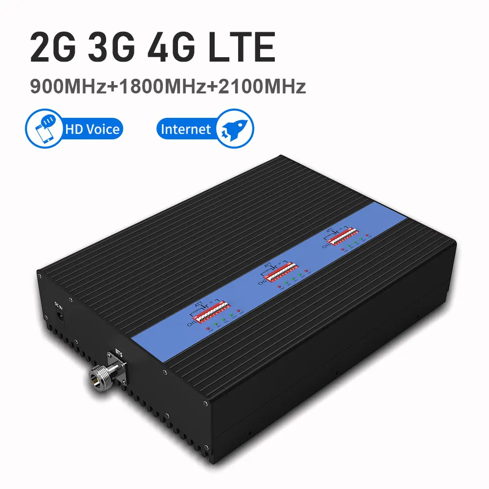Lintratek Powerful 80dB Tri Band Signal Booster KW25A Pro. GSM 900Mhz UMTS 2100mhz 2G 3G 4G LTE 1800Mhz Mobile Signal Amplifier