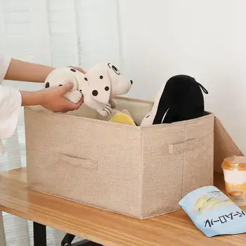 

Large Capacity Storage Box Cotton Fabric Washable Clothes Sundries Holder with Double Cover Folding Closet Storage Accessories