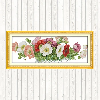 

Poppies Chinese Cross Stitch Flowers Counted Printed on Canvas 14ct 11ct DIY Needlework Kits DMC Embroidery Kit Hand Home Decor