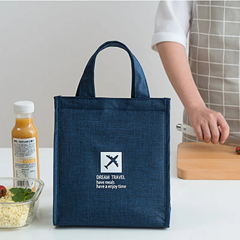 Портативная изолированная сумка для обеда, сумки для хранения еды, сумки из ткани Оксфорд для женщин, мужчин, детей, сумки для хранения риса, сумка для обеда - Цвет: Navy Small