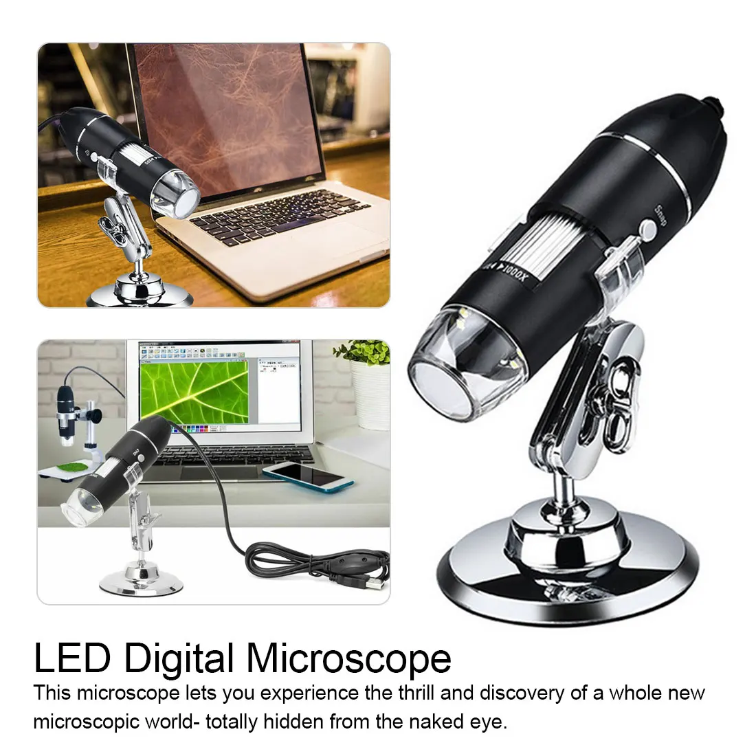

Professional USB Digital Microscope 1000X 800X 8 LED 2MP Electronic Microscope Endoscope Zoom Camera Magnifier+ Lift Stand Tools