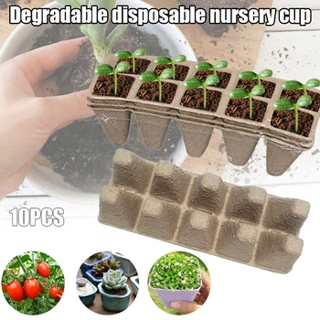 

10 Grids Paper Pot Plant Starters Seedling Herb Seed Nursery Cup Kit Organic Biodegradable Eco-Friendly Home Cultivation