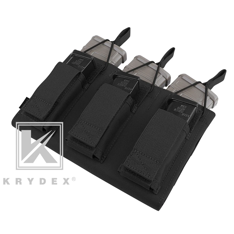 KRYDEX тройной Открытый Топ 5,56& Пистолет подсумок тактический MOLLE/PALS кобура маг Перевозчик для стрельбы страйкбол военный черный
