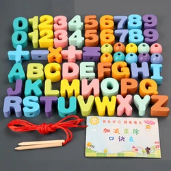 Juego de bloques de letras y números de madera para niños, juguetes de cuentas para manualidades, coloridos, alfabeto, manualidades, juguete educativo