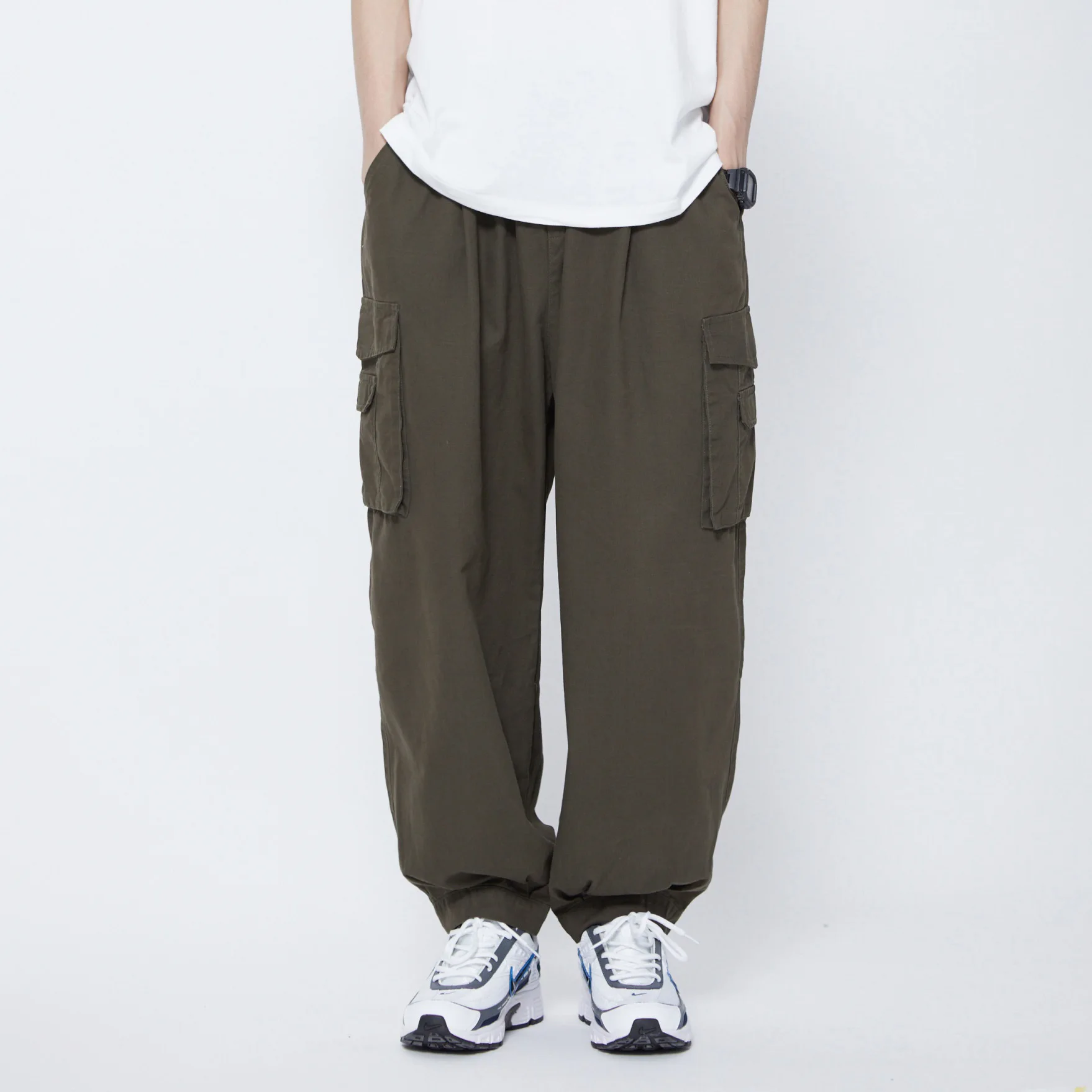 Летние новые японские модные простые свободные брюки комбинезоны мужские повседневные мульти карманные прямые комбинезоны