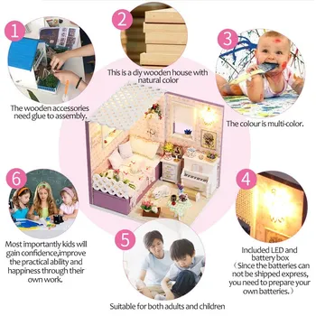 

DIY LED Light Dollhouse Miniature Doll House Box Christmas Gift For Child Musical Gift LED Light Dollhouse Xmas Gift