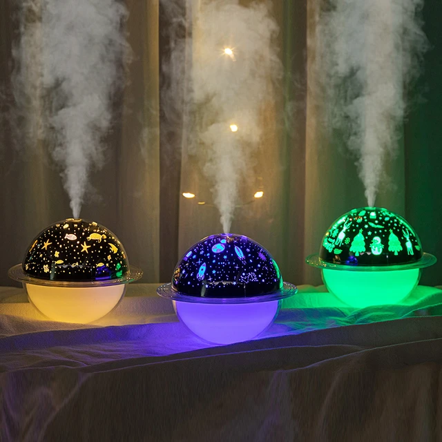 Humidificateur USB et veilleuse colorée, lampe planète, lumière