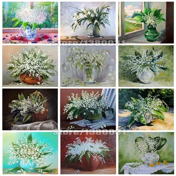 

Diamond Embroidery Full Display Lily Of The Valley Diamond Painting Flowers Cross Stitch Diamond Mosaic Wall Decor CC1628