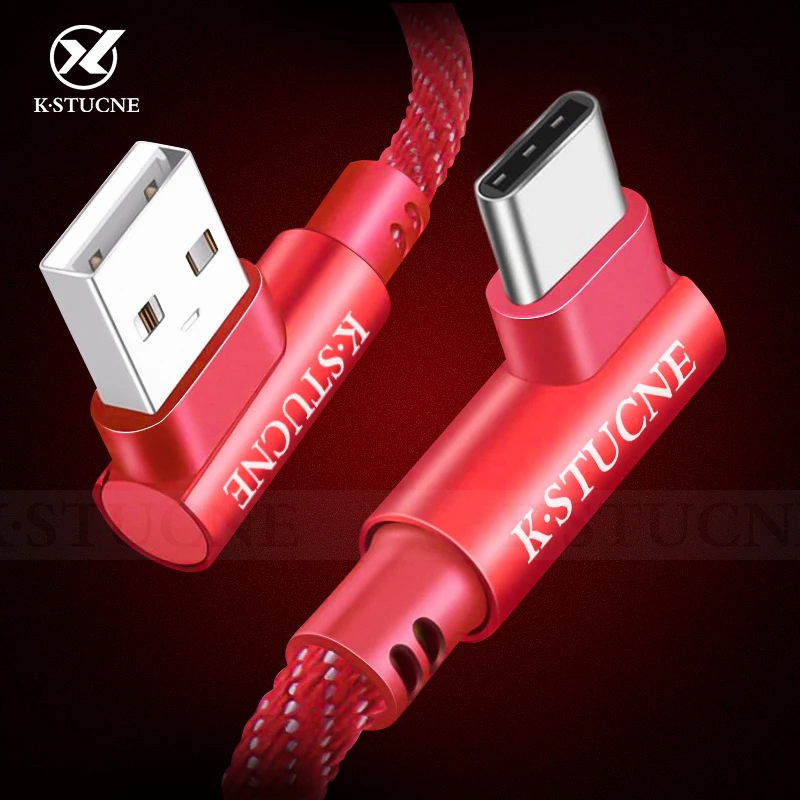 

USB Type C Cable 90 Degree Fast Charging Cable For Samsung S9 S8 Plus For Huawei P10 Pro Redmi Note 7 Type-C Charger Data Line