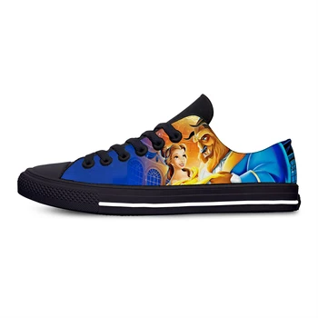 

Beauty and The Beast Belle Princess Hot Cartoon Casual Canvas Shoes Low Top Lightweight Breathable 3D Print Men women Sneakers