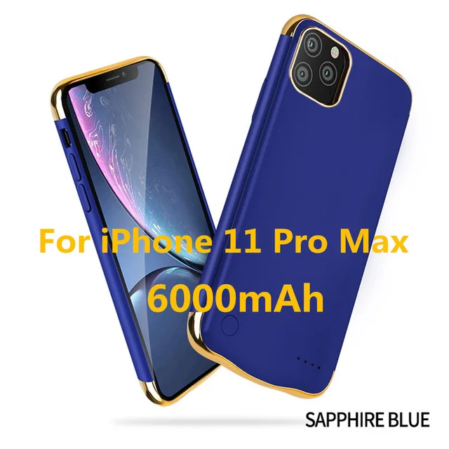 Blue for 11 Pro Max Power Cases 6000mAh Чехол-аккумулятор для iPhone 11 Pro Max зарядное устройство чехол для iPhone 11 Pro аккумулятор - Цвет: Blue for 11 Pro Max