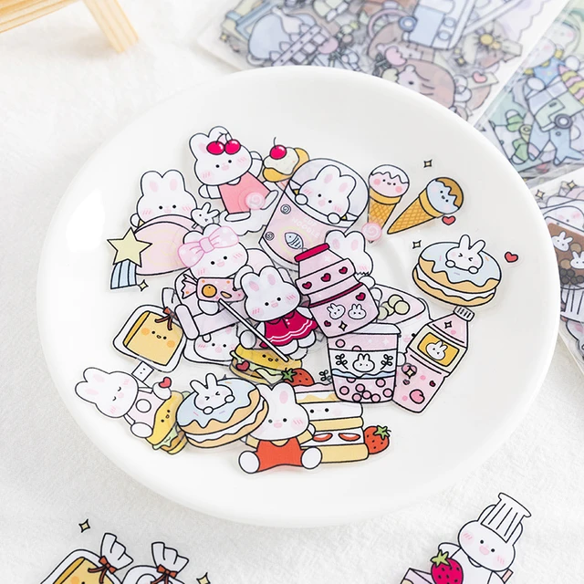 30pcs Kawaii milk tea girl Decorative waterproof PET Material Cute
