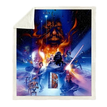 

Movie Anime Star Wars Print Plush Throw Blanket Sherpa Fleece Bedspread Home Blankets For Beds Camping Soft Square Blanket