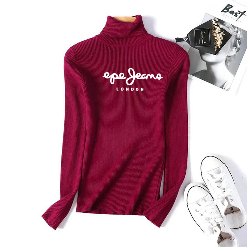 Turtleneck Sweaters Sexy Navel Bare Cropped Tops Women Autumn Winter Ribbed Jummers Lady Knitted Pullovers Short Solid | Женская одежда