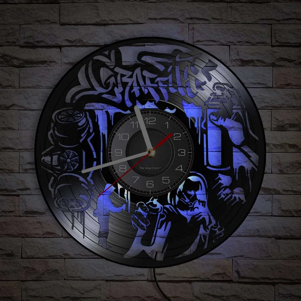 Details about   LED Clock Graffiti Vinyl Record Wall Clock Led Light Wall Clock 267 
