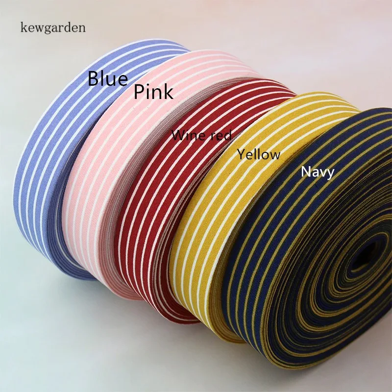Kewgarden 1.5" 1" 3/8" 40mm 25mm 10mm Stripe Fabric Layering Cloth Ribbons Handmade Tape DIY Bow-tie Hair Accessories 10 Meters