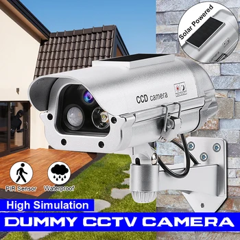 

KCASA Simulation Dummy Fake Camera Solar Powered Waterproof Outdoor Indoor Security CCTV Surveillance Bullet Flashing LED Light