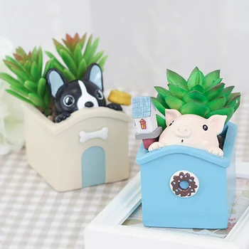 

Flower Planter 3D Animal Desktop Home Decor Potted Plant Resin Cute Vase Statue Balcony Bonsai Office Flowerpot