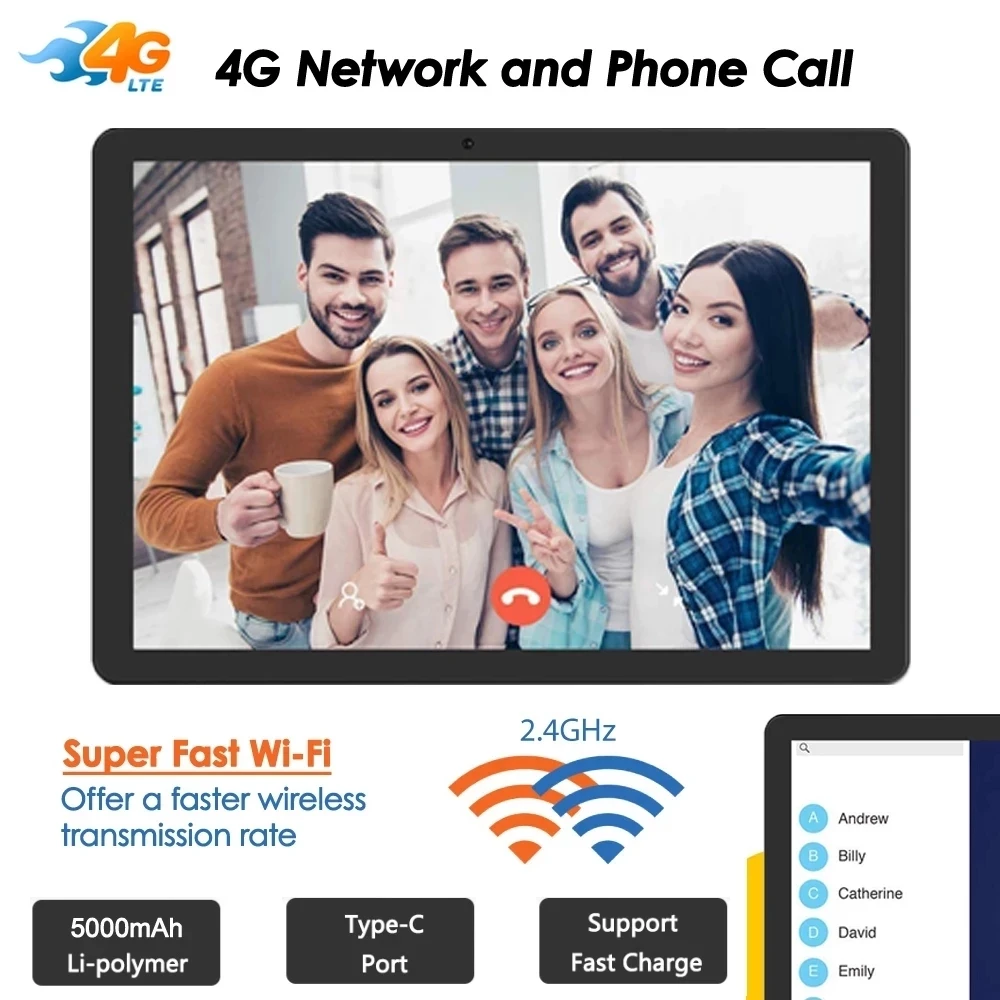 New 10 inch Tablet Android 9.0 4G Dual LTE Phablet SC9863A Octa Core 1280x800 IPS 4GB RAM 32GB ROM Tablet PC GPS Mobile Phone