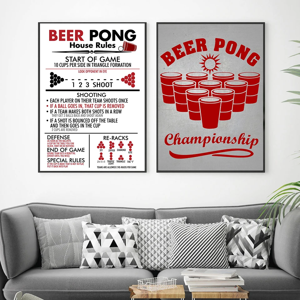 Beer Ping Pong Championship Poster Modern Bar Canvas Painting And Printmaking Nordic Living Room Bar Decoration Frameless