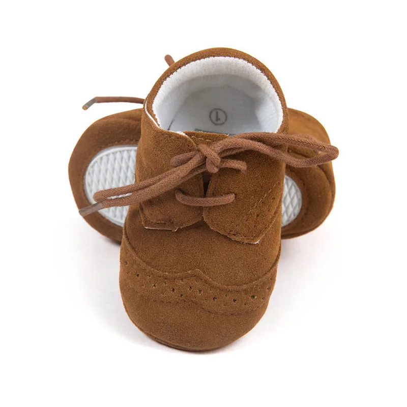Newborn Baby Boy Girl First Walkers Shoes Soft Rubber Bottom Solid Leather Oxford Dress Toddler Moccasins Crib Infant Shoes 5