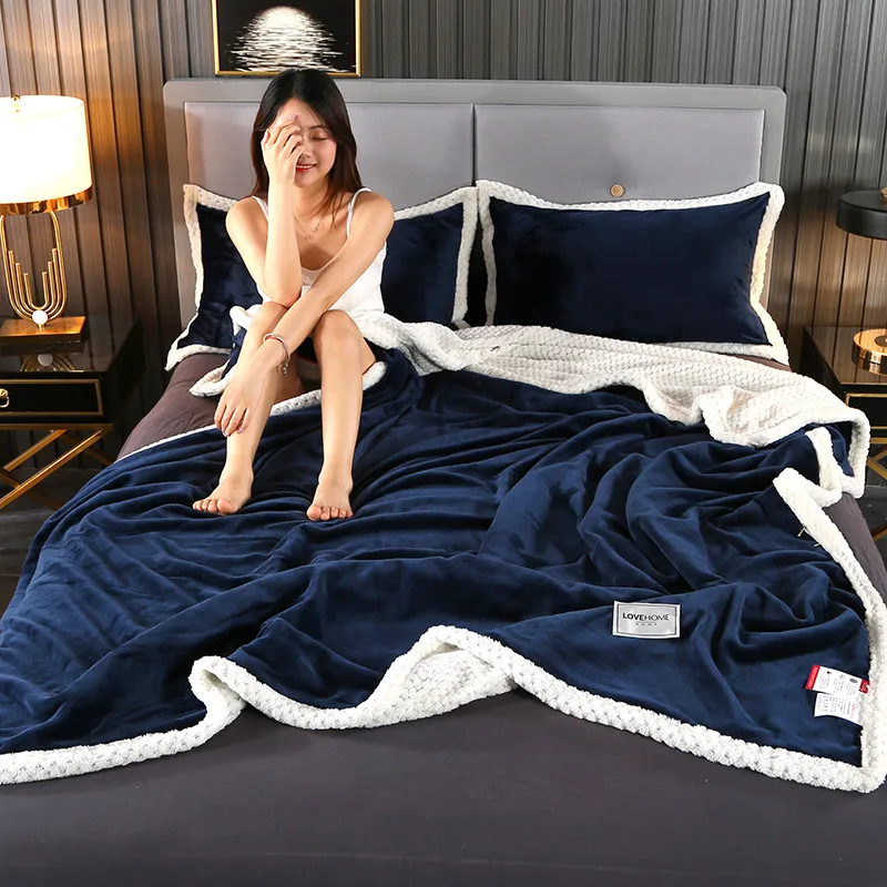 

Weighted King Size Bed Double-layer Soft Full Queen Solid Bed Cover Warm Blanket