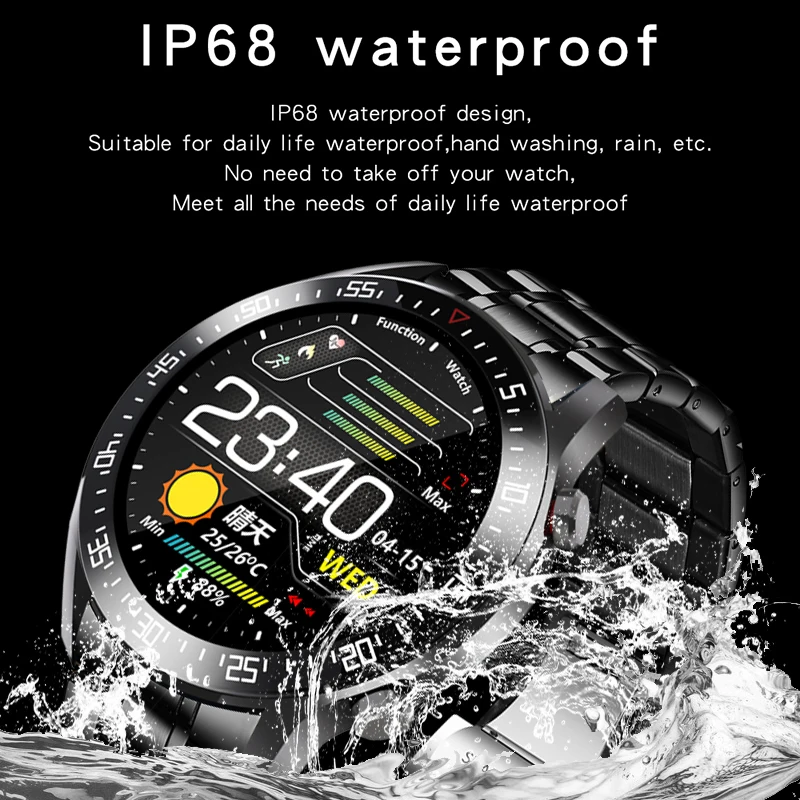 Модные мужские Смарт часы LIGE 2020 с круглым сенсорным экраном водонепроницаемые IP68