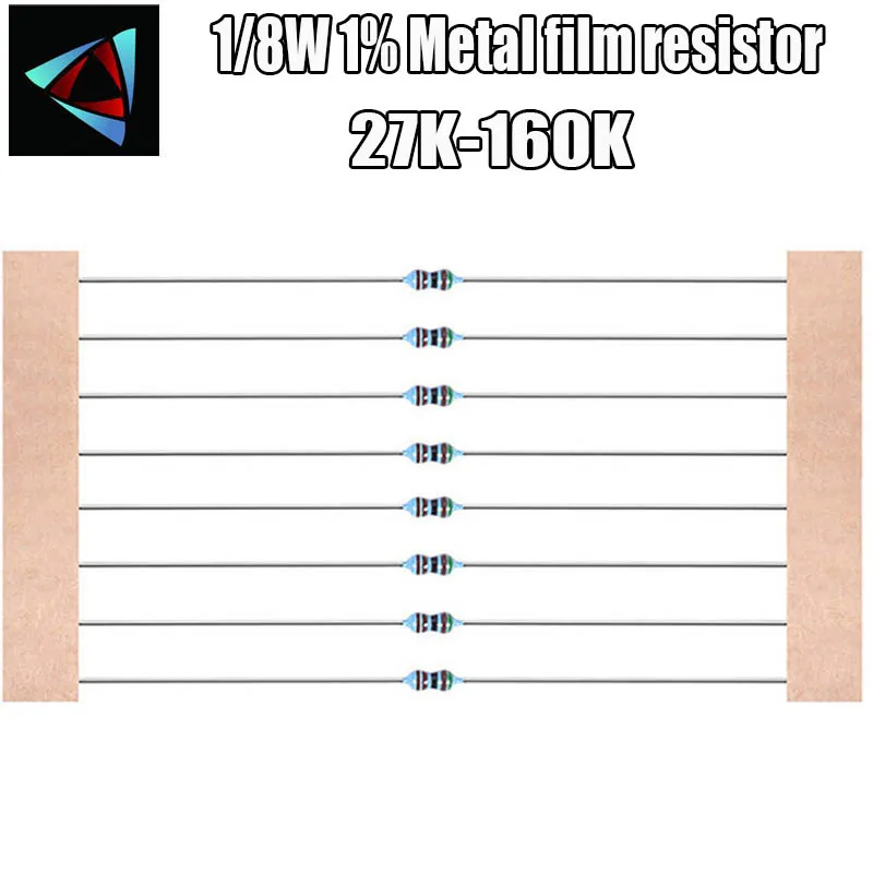 

100pcs 1/8W 1% Metal film resistor 27K 30K 33K 36K 39K 43K 47K 51K 56K 62K 68K 75K 82K 91K 100K 120K 150 160K ohm