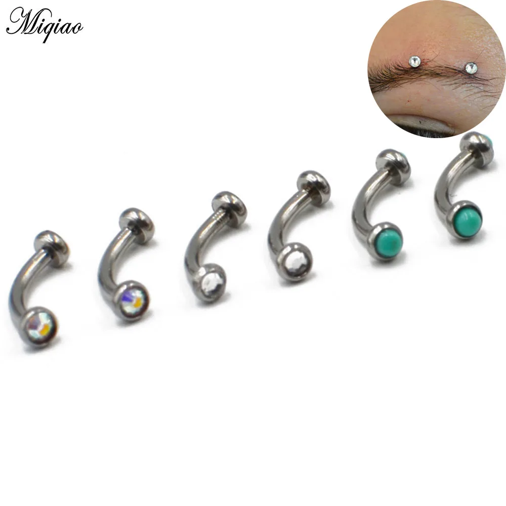 

Miqiao 2pcs Steel Color Inner Teeth Curved Rod Eyebrow Nail Ear Bone Nail Small Internal Thread Earring