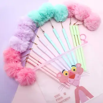 

10/100Pc Pretty Cool Kawaii Fluffy Gel Pen Plush Ball Cute Stationery Supply Kawai Stationary School Office Accessory Love Thing