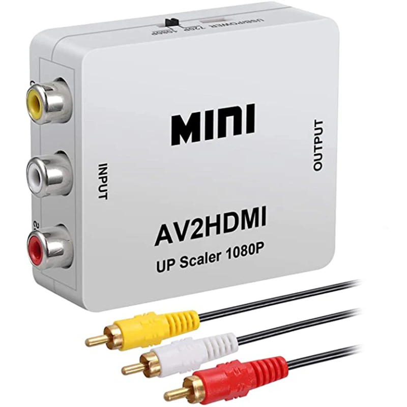 Переходник RCA в HDMI 1080P Mini Composite CVBS AV Video Audio с поддержкой PAL/NTSC AV-кабелем |