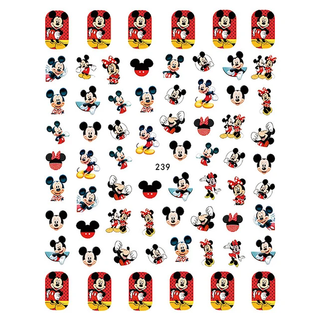 1PCS Disney Cartoon Anime Collection Star Design Nail Sticker Mickey Mouse Donald Duck Lion King Mermaid Stitch Nail Slider HC239