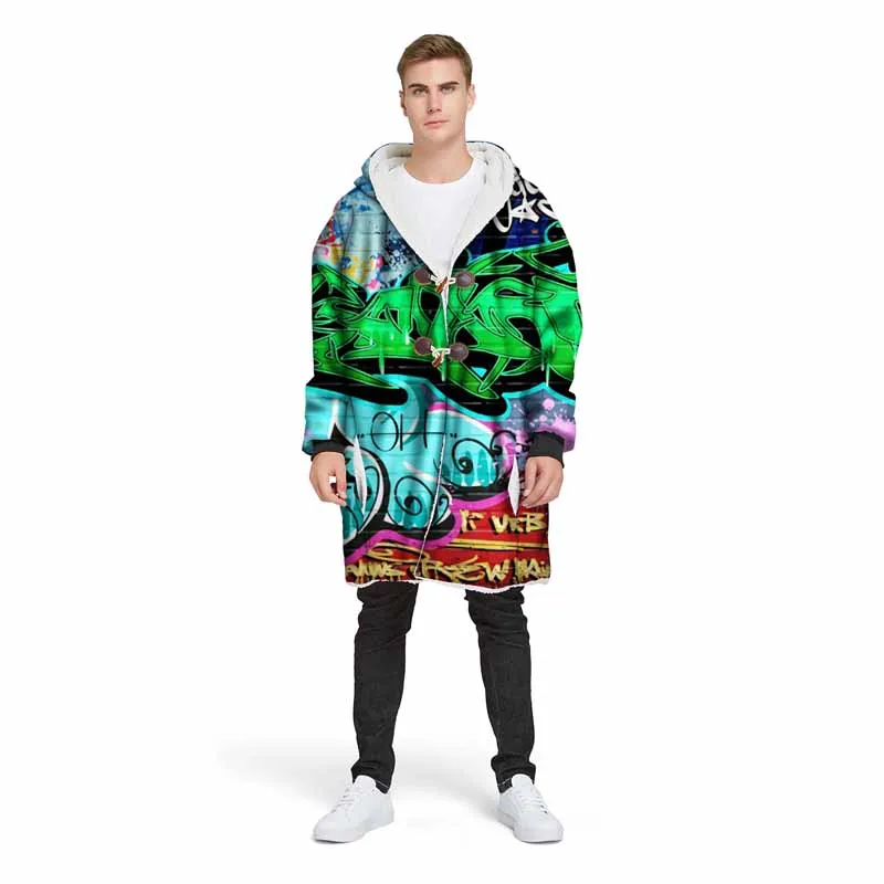 3D печать именной, буква Мода хиппи пальто с капюшоном одеяло зимнее теплое покрывало одеяло повседневная куртка Домашняя одежда хиппи - Цвет: Color 2