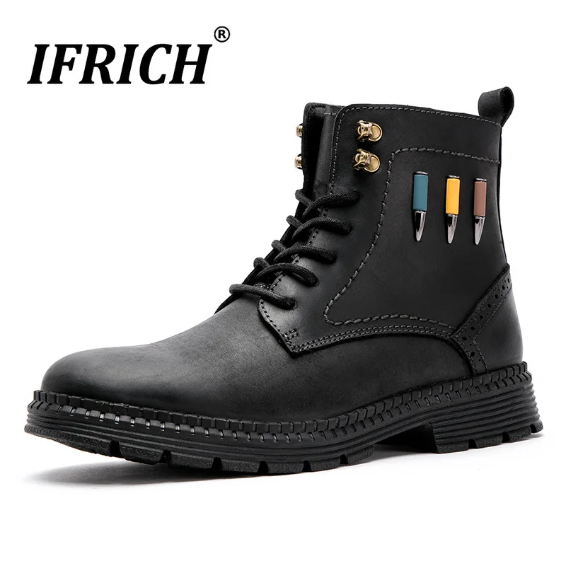 

Best Selling Men Army Combat Boots Non-Slip Work Boots For Men Brand Fashion Retro Boots Mens Genuine Leather Combat Boots Man