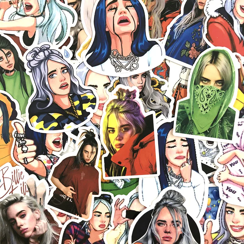 50 шт./упак. Billie Eilish граффити наклейки рок-певец для багажа мотоцикла ноутбук скейтборд Adesivos телефон наклейки автомобиля