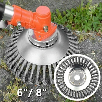 

Steel Wire Wheel Garden Weed Brush Lawn Mower Grass Eater Trimmer Brush Cutter Tools Garden Grass Trimmer Head Weed Brush