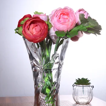 

1PC Modern Style Glass Vase Transparent Flower Vase Simple Parlor Flower Ware Household Flower Arrangement Bottle Decor for Home