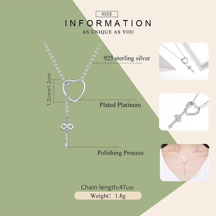 925 пробы серебро ключ к вашему сердцу длинные кулоны для Для женщин девочек стерлингов Серебряные ювелирные изделия Рождественский