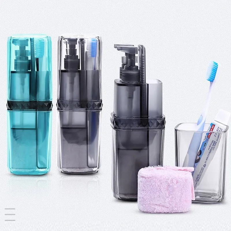 

Toothbrush Holder Kit Dispenser Bottle Towel Sanitizer Case for Travel Bathroom V9-Drop