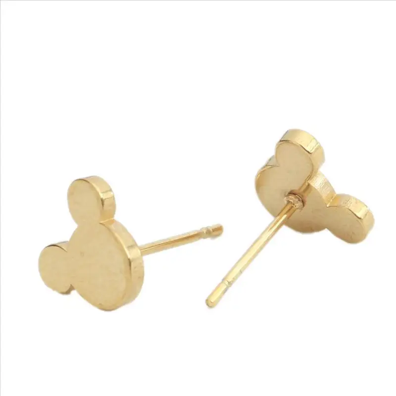 Милые серьги-гвоздики из нержавеющей стали золотые Цвет ушами Микки пост