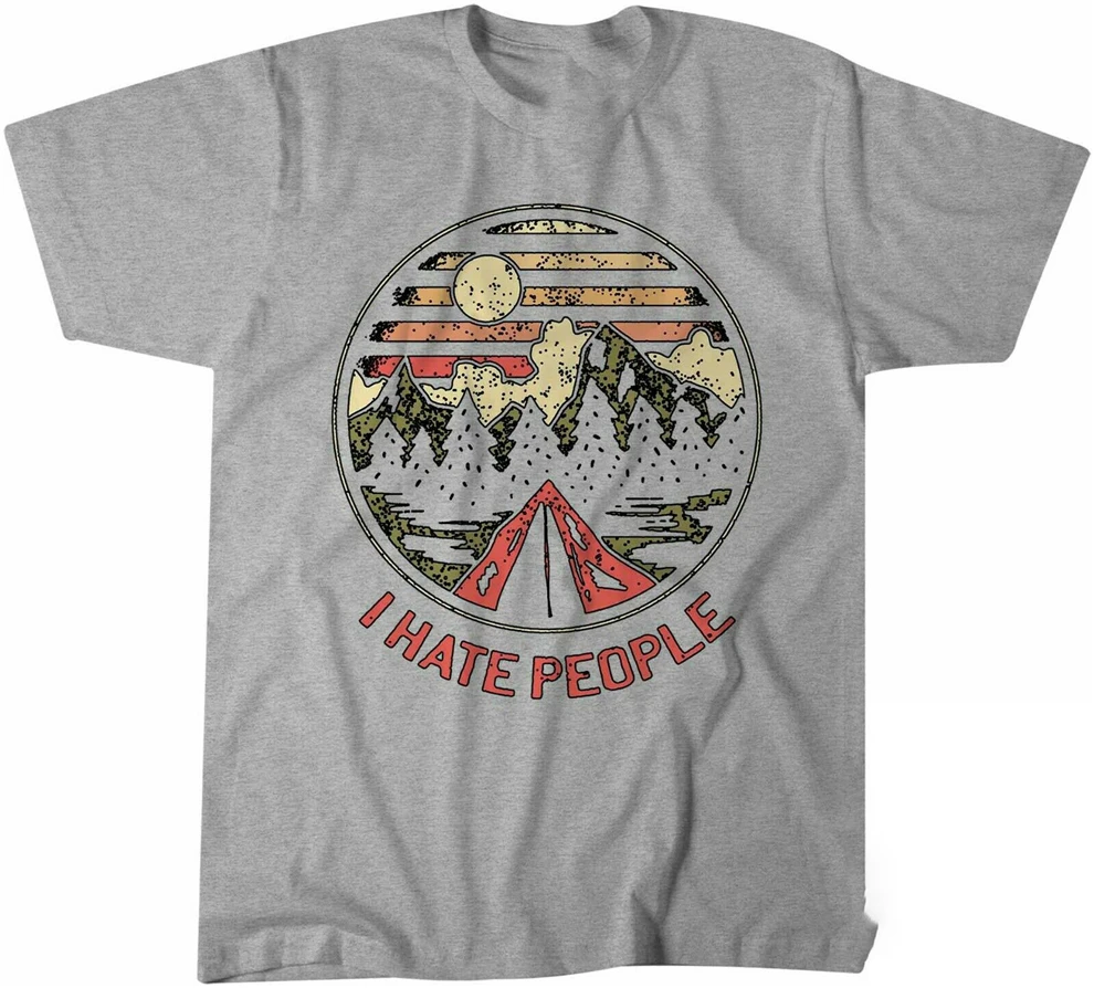 I Hate People Funny Outdoor Camping Off Grid Tshirt T Shirt Mens Kids Lady 1032 Loose Size Top Ajax Tee | Мужская одежда