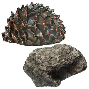 

2pcs Key Collection Box Resin Coin Storage Saving Box Imitation Stone Pine Nut Shaped Storage Container Retro Desktop Decoration