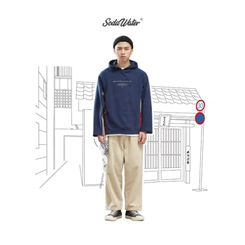 

SODAWATER Men Color Block Hoodies Harajuku Hooded Side Pockets Hoodies Men 2019 FW Hip Hop Loose Fit Print Male Hoodies 94405WS