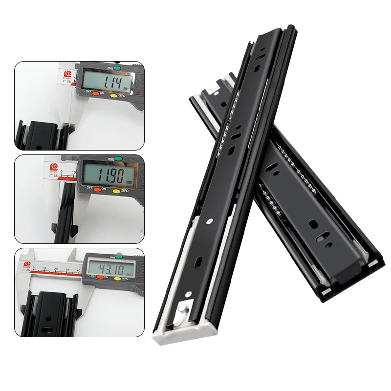 WERTYU Heavy Duty Drawer Runners Black Metal Buffer Mute Drawer Slide Rail Soft Close Drawer Guide Rail Three-Section Cabinet Slide Rail Color : Normal 14inch 35cm WERTYU Heavy Duty Drawer Runners Black Metal Buffer Mute Drawer Slide Rail Soft Close Drawer Guide Rail Three-Section Cabinet Slide Rail Color : Normal 14inch 35cm
