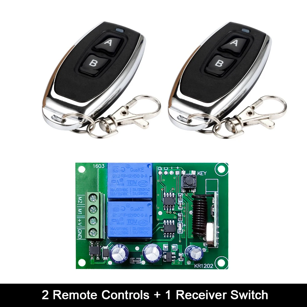 2 RC and 1 Receiver Rubrum Универсальный беспроводной пульт дистанционного управления 433 МГц DC 12 В 2CH релейный модуль приемника для управления двигателем постоянного тока - Цвет: 2 RC and 1 Receiver