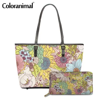 

Coloranimal Fashion PU Leather Large Women Shoulder Bags Pretty The Wild Lavender Printed Ladies Handbags Tote Crossbody Bags