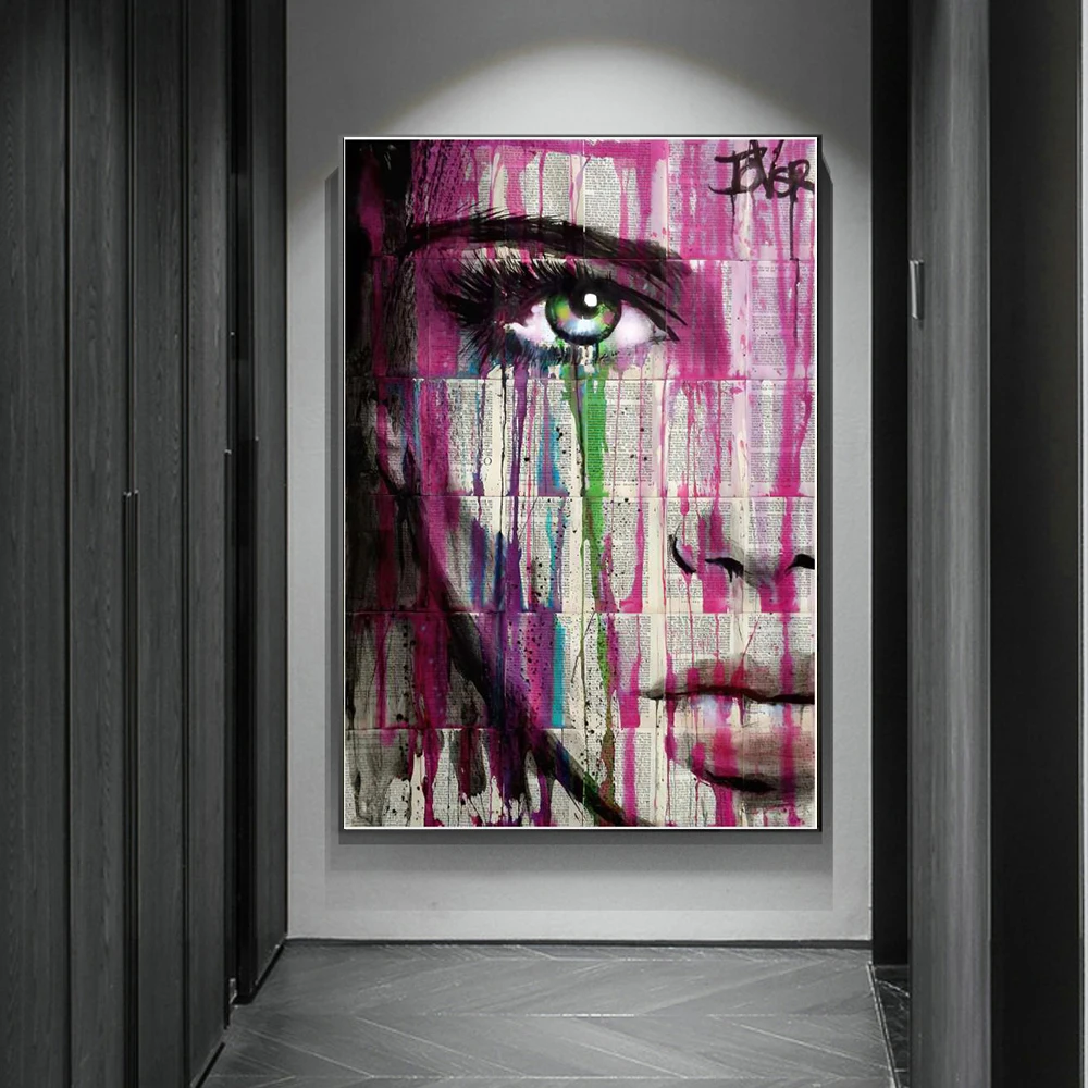 Graffiti Woman Face Canvas Painting Figure Printed Poster and Prints Wall Pictures For Woman Face Living Room Home Decorations