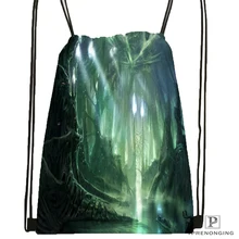 Пользовательская фантазия лес походная сумка на шнурке милый рюкзак дети ранец(черная спина) 31x40 см#180531-04-29